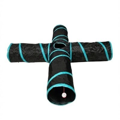 4-Way Cat Tunnel, Black & Teal